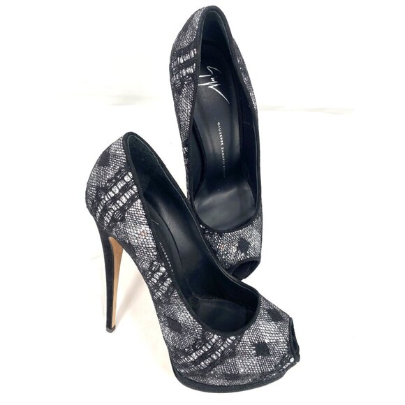 $995 GIUSEPPE ZANOTTI SHARON Black Crystals Glitter Platform Shoes Pumps Sz 39 - Picture 10 of 16